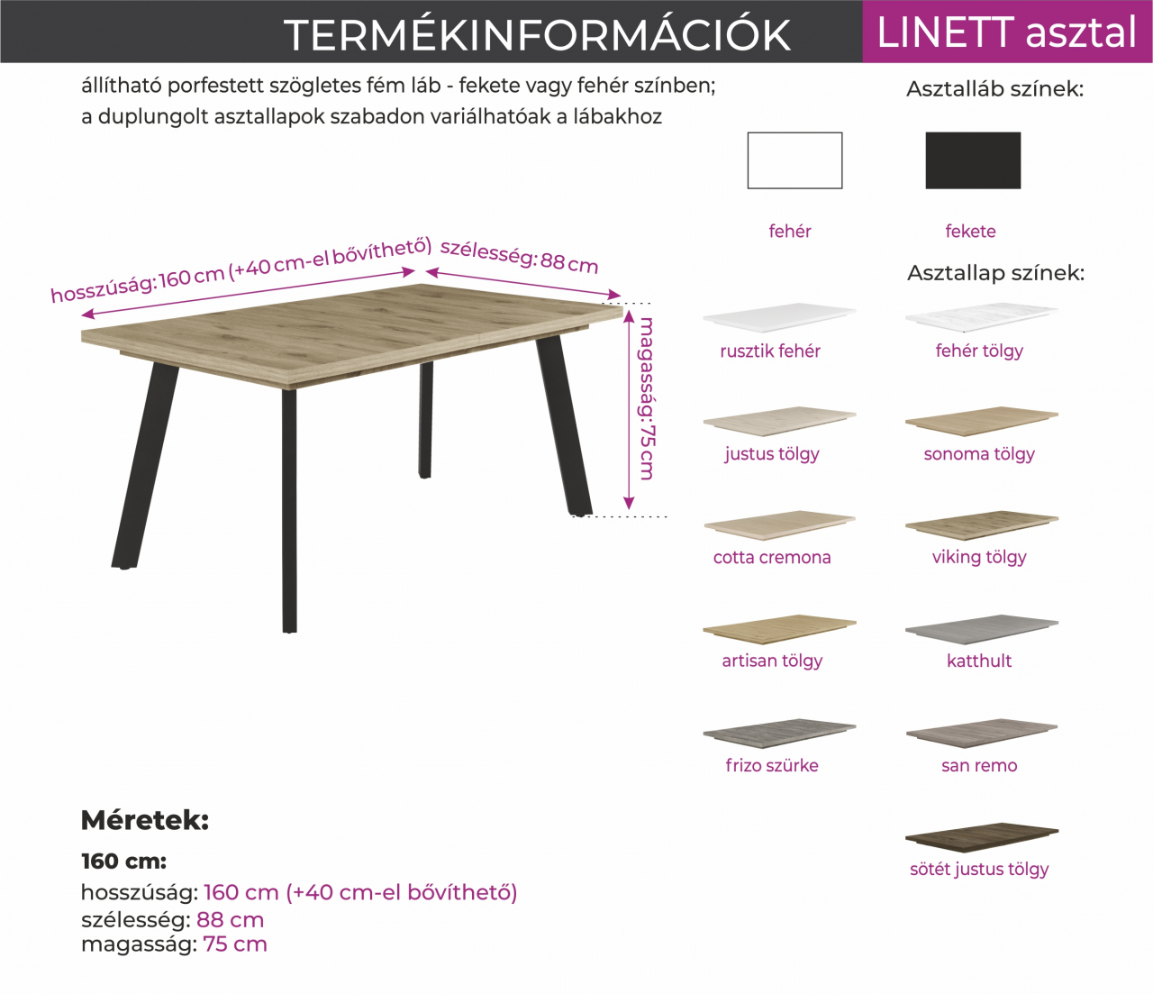 LINETT asztal