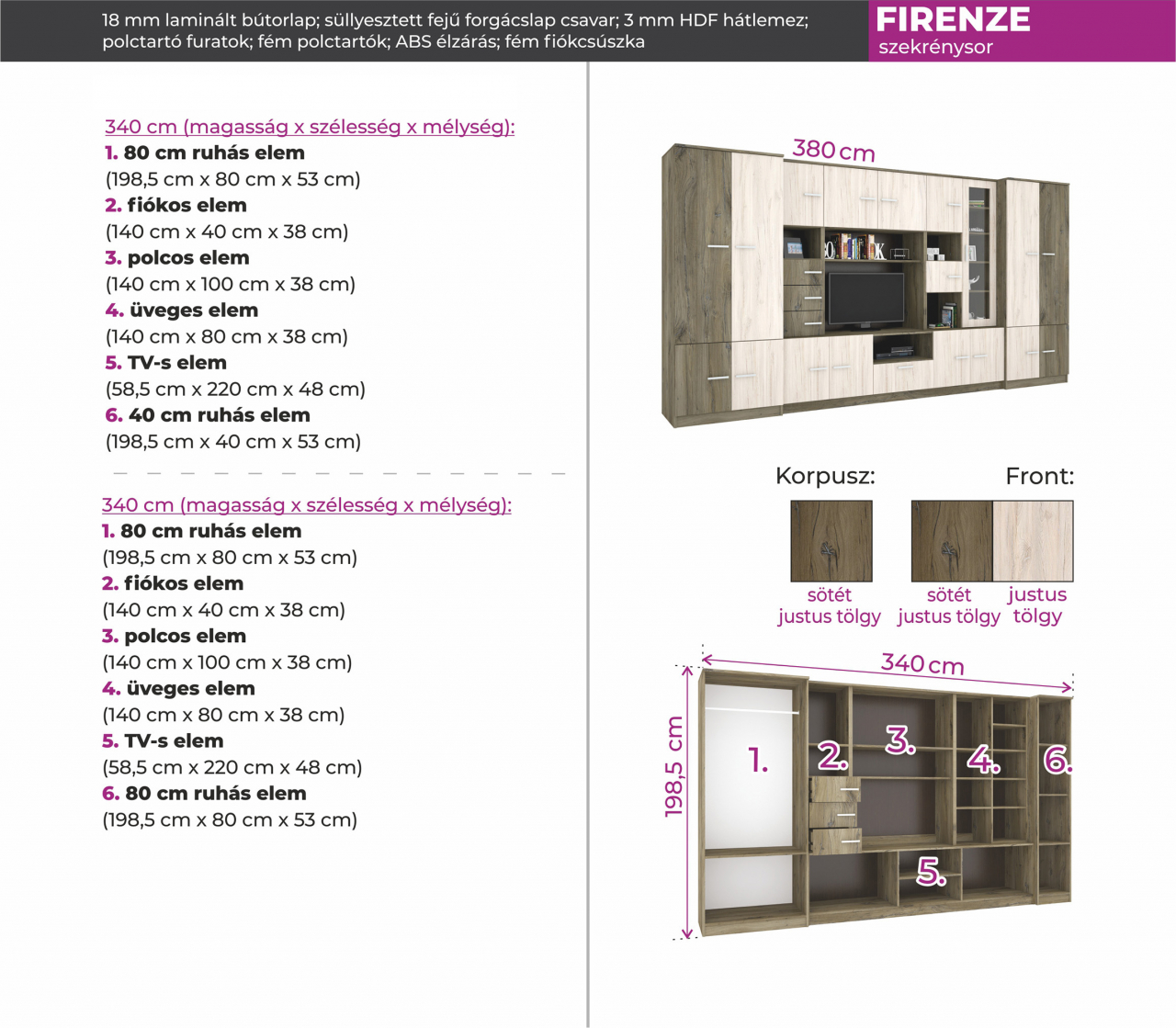 Firenze szekrénysor